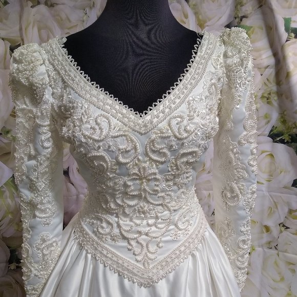 Dreamy White Princess Bridal Gown with Beaded Bodice and Cathedral-Length Train main image 0